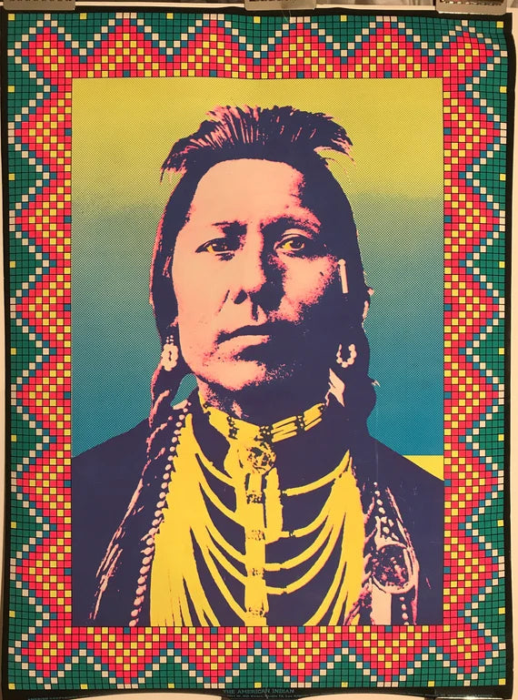 The American Indian, vintage silk screened poster by John Van Hamersveld, 1970