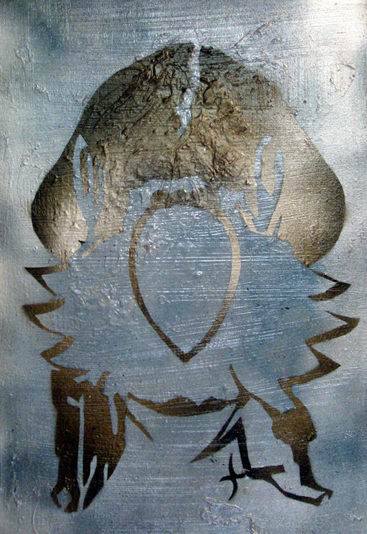 Aviator- LaPoderosa (blue), original stenciled painting, 2011