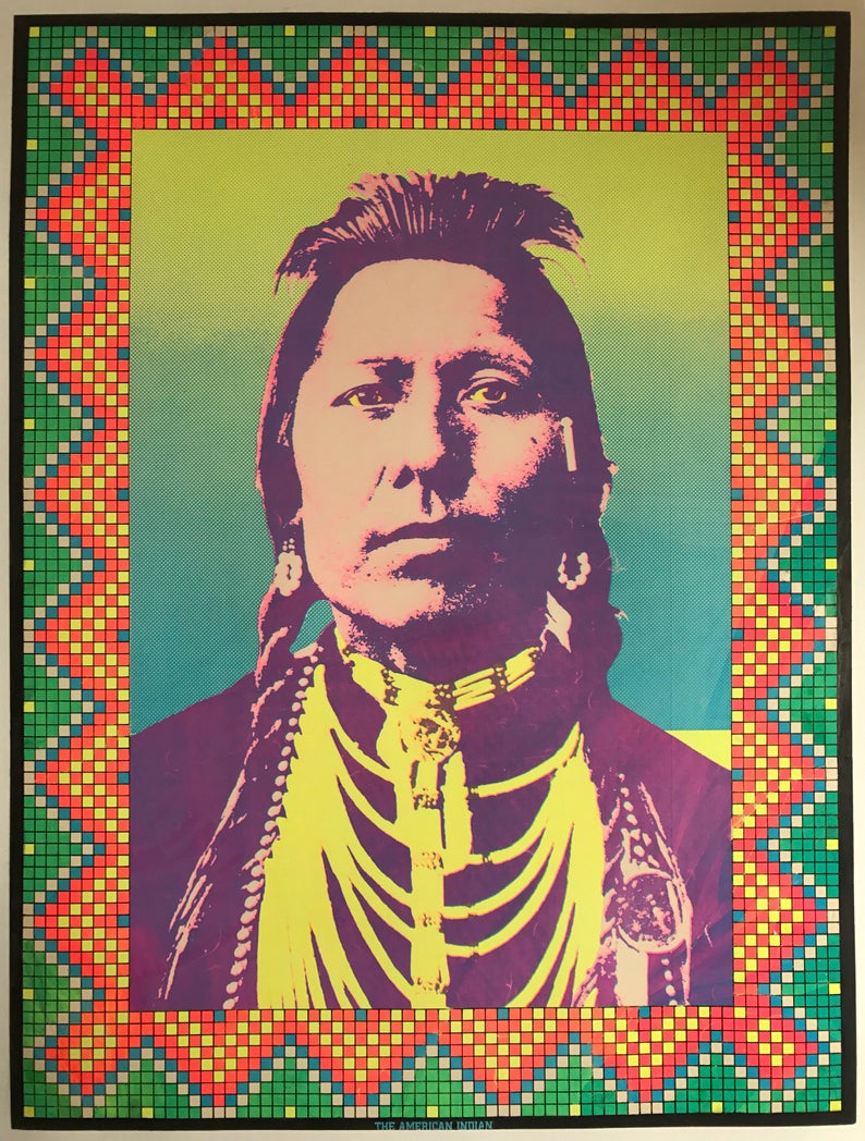 The American Indian, vintage silk screen poster by John Van Hamersveld, 1970