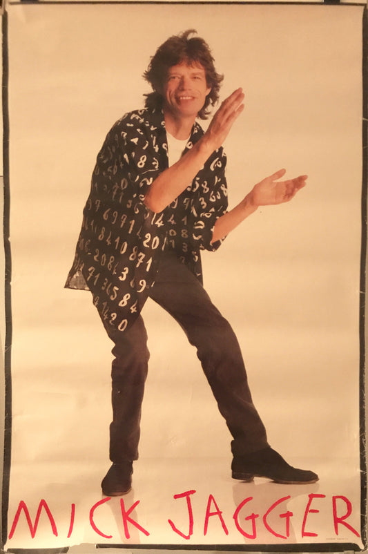 Mick Jagger for Primitive Cool, Vintage solo promotional poster for the lead singer of The Rolling Stones, 1987