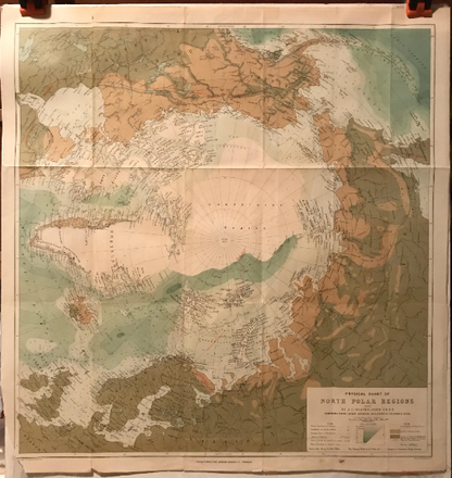 Physical Chart of North Polar Regions, antique map, 1897